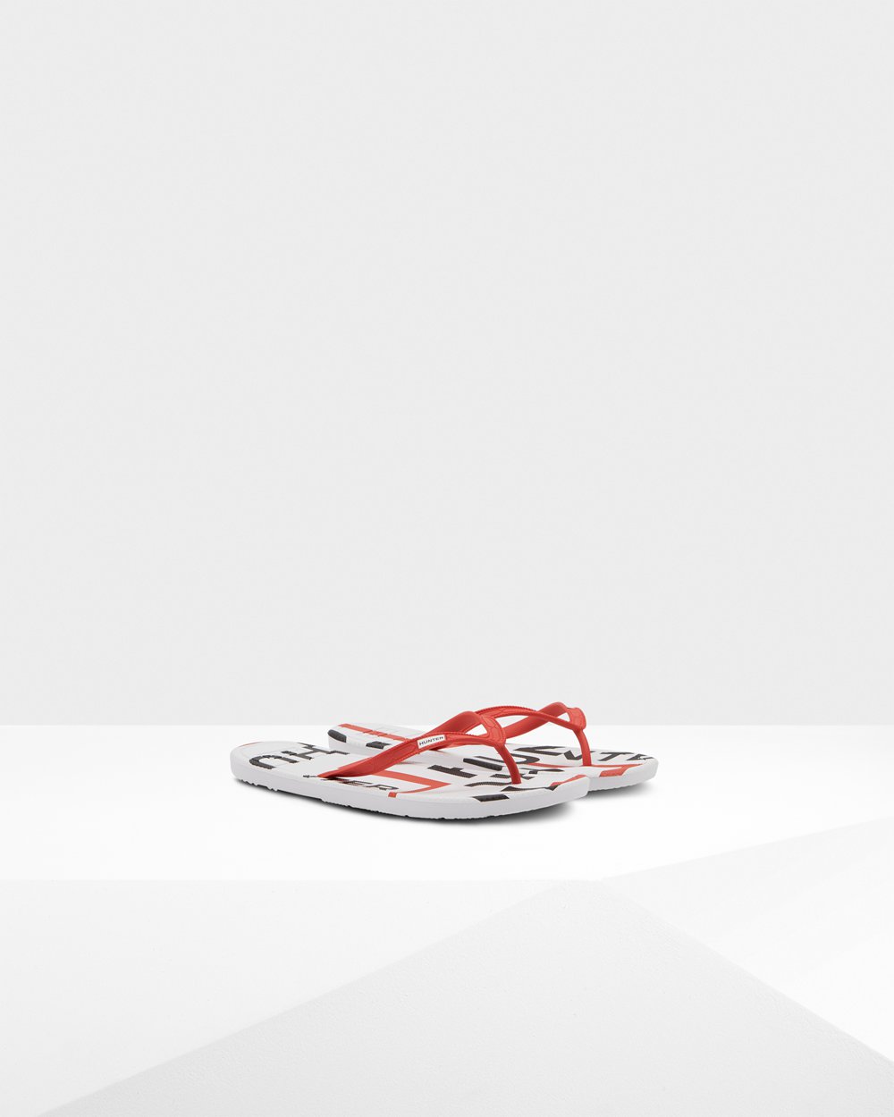 Hunter Original Exploded Logo Flip Flops - Shop Online Mens Red - PZECWB230